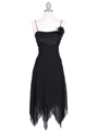 3584 Black Pleated Satin Top Dress - Black, Front View Thumbnail