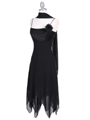 3584 Black Pleated Satin Top Dress - Black, Alt View Thumbnail