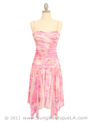 3621 Fuschia Peblleknit Print Dress, Fuschia