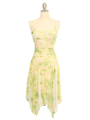 3621 Green Peblleknit Print Dress - Green, Front View Thumbnail