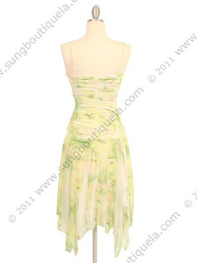 3621 Green Peblleknit Print Dress - Green, Back View Medium