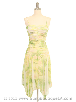 3621 Green Peblleknit Print Dress, Green