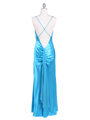 3660 Turquoise Silky Satin Evening Dress - Turquoise, Back View Thumbnail
