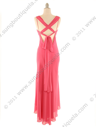 3684 Pink Crisscross-Back Dress - Pink, Back View Medium