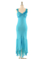 3684 Turquoise Criss-Cross Back Dress - Turquoise, Front View Thumbnail