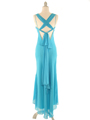 3684 Turquoise Criss-Cross Back Dress - Turquoise, Back View Thumbnail