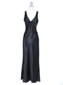 3687 Black Satin Evening Dress - Black, Front View Thumbnail