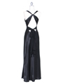 3687 Black Satin Evening Dress - Black, Back View Thumbnail