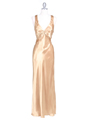 3687 Gold Satin Evening Dress - Gold, Front View Thumbnail