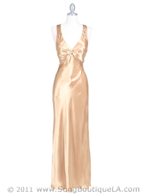 3687 Gold Satin Evening Dress, Gold