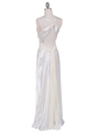 3687 Ivory Satin Evening Dress - Ivory, Back View Thumbnail