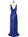 3687 Royal Blue Satin Evening Dress - Royal Blue, Front View Thumbnail