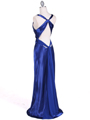 3687 Royal Blue Satin Evening Dress - Royal Blue, Back View Thumbnail