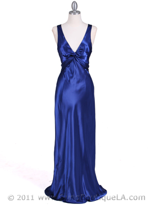 3687 Royal Blue Satin Evening Dress, Royal Blue