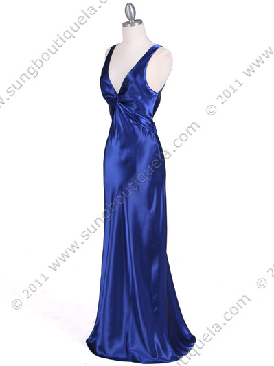 3687 Royal Blue Satin Evening Dress - Royal Blue, Alt View Medium
