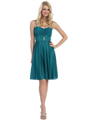 3732 Sweetheart Neckline Cocktail Dress - Teal, Front View Thumbnail