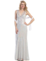 3734 Shimmer Evening Dress - White, Front View Thumbnail
