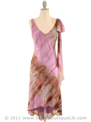 3749 Lt. Purple Abstract Printed Dress, Light Purple