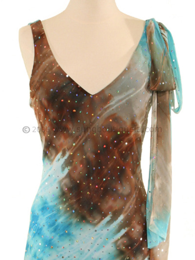 3749 Turquoise Abstract Printed Dress - Turquoise, Alt View Medium