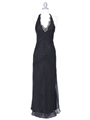 3762 Black Chiffon Halter Evening Dress - Black, Front View Thumbnail