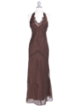 3762 Brown Chiffon Halter Evening Dress - Brown, Front View Thumbnail