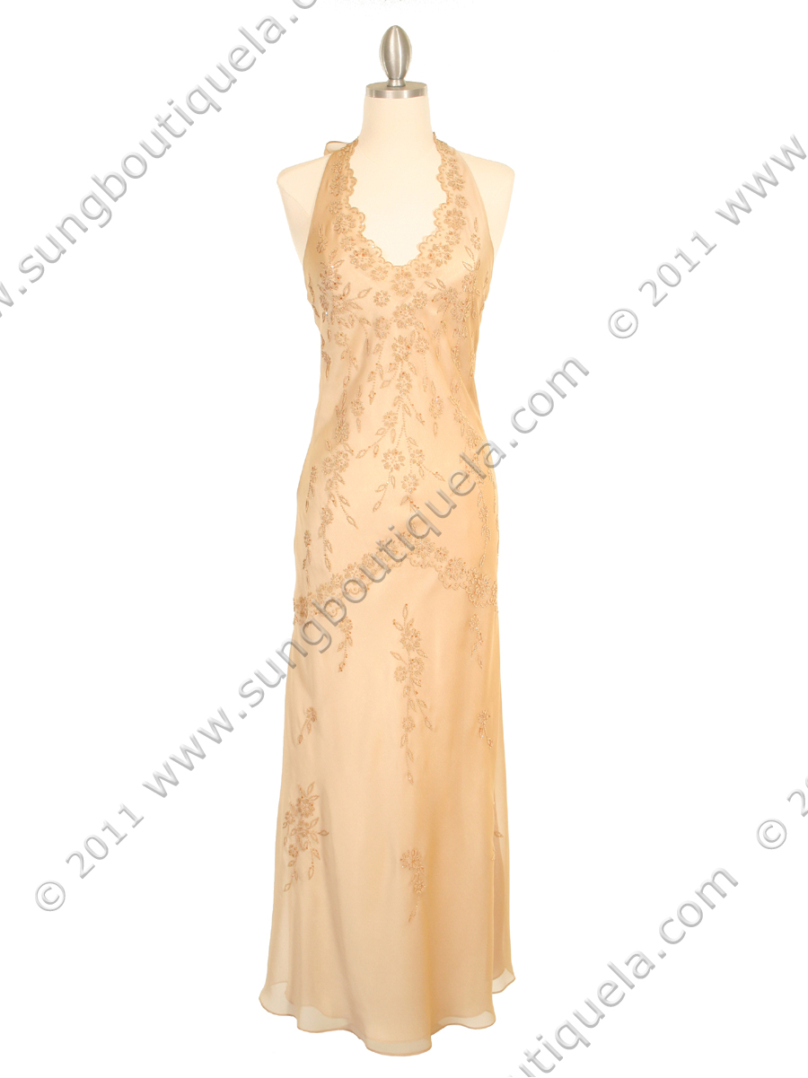 Strapless Chiffon Full Length Dresses Champagne