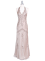 3762 Taupe Chiffon Halter Evening Dress - Taupe, Front View Thumbnail
