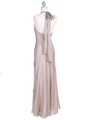 3762 Taupe Chiffon Halter Evening Dress - Taupe, Back View Thumbnail