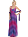 3767 Two Tone Halter Evening Dress - Purple Blue, Front View Thumbnail
