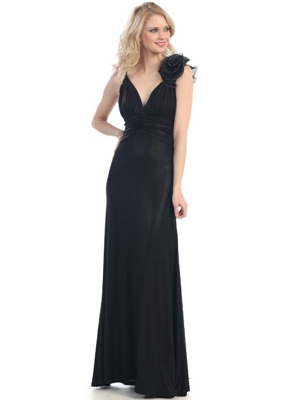 3771 V-Neckline Evening Dress, Black