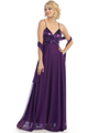 3776 Sequin Chiffon Evening Dress - Purple, Front View Thumbnail