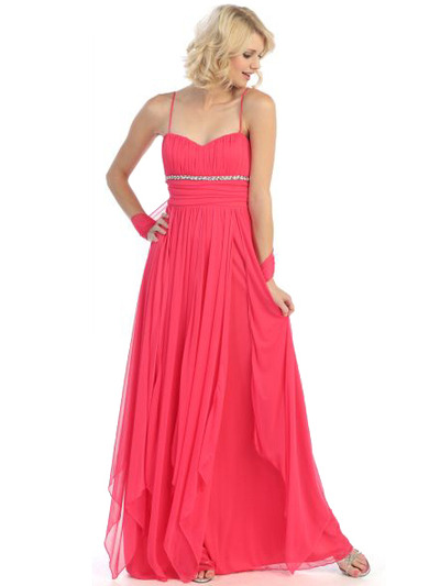 3787 Sweetheart Evening Dress - Coral, Front View Medium