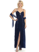 3799 Shimmer Sweetheart Evening Dress, Royal Blue Black