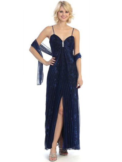3799 Shimmer Sweetheart Evening Dress - Royal Blue Black, Front View Medium