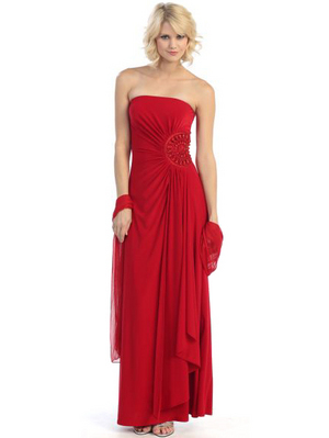 3801 Strapless Evening Dress, Red