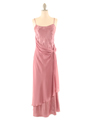 3802 Rose Satin Evening Dress - Rose, Front View Thumbnail