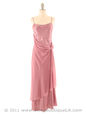 3802 Rose Satin Evening Dress, Rose