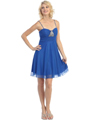3803 Chiffon Cocktail Dress - Royal Blue, Front View Thumbnail