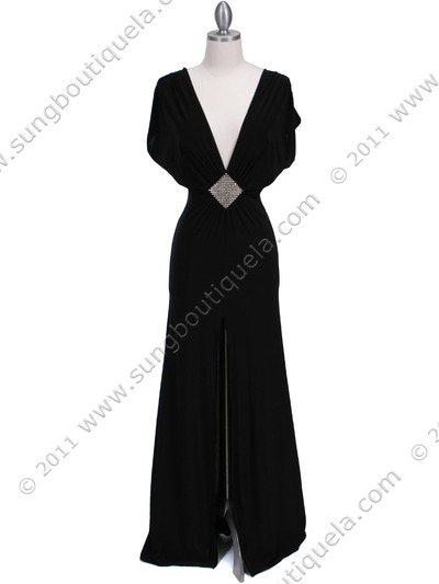 3817D Black Evening Dress - Black, Front View Medium