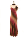 3842 Maroon Mixed Evening Dress - Maroon, Front View Thumbnail