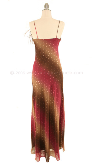 3842 Maroon Mixed Evening Dress - Maroon, Back View Medium