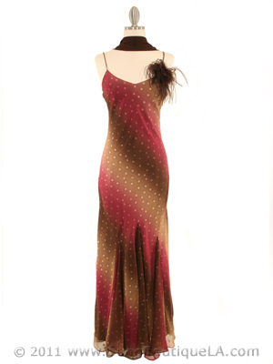 3842 Maroon Mixed Evening Dress, Maroon