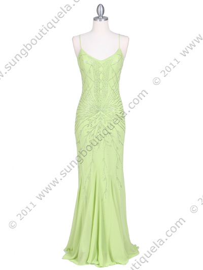3844 Sassy Lime Color Evening Dress - Lime, Front View Medium