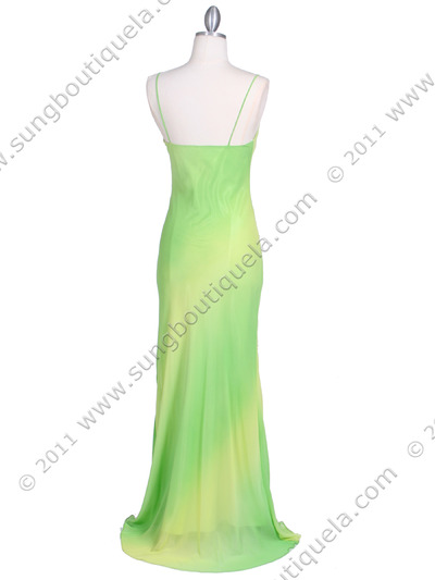 3845 Lime Tie Dye Evening Dress - Lime, Back View Medium