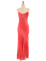3845 Coral Tie Dye Evening Dress - Coral, Front View Thumbnail