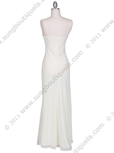3846 Ivory Evening Dress - Ivory, Back View Medium