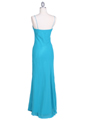 3846 Turquoise Evening Dress - Turquoise, Back View Thumbnail