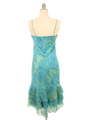 3866 Aqua Scarf Printed Cocktail Dress - Aqua, Back View Thumbnail