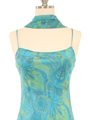 3866 Aqua Scarf Printed Cocktail Dress - Aqua, Alt View Thumbnail