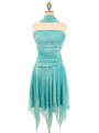 3874 Aqua Glitter Party Dress - Aqua, Front View Thumbnail